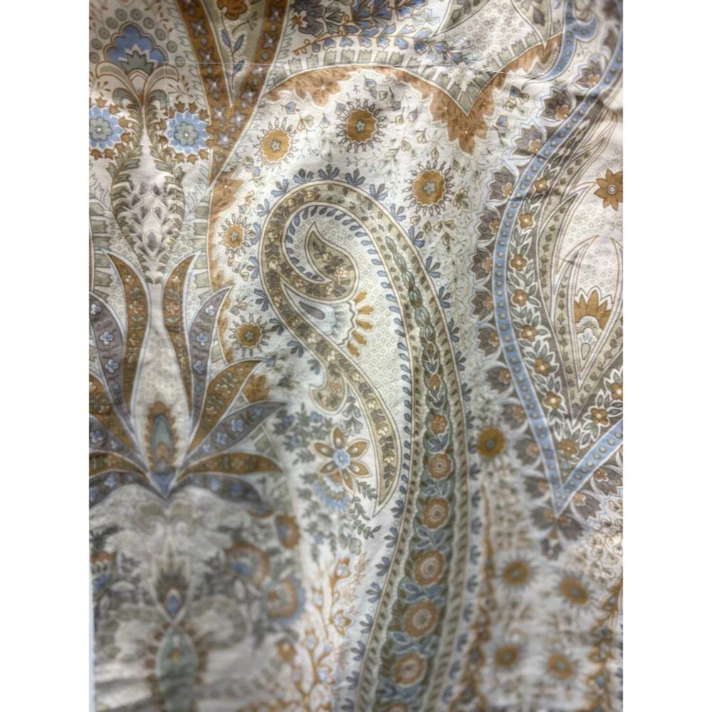 Pottery Barn Blythe Paisley Floral Cream Euro Pillow Sham Gold Blue